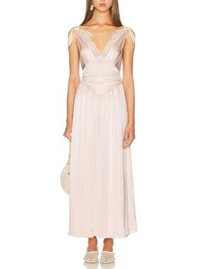 Helsa | Dresses | Helsa Studio Sheer Deep V Long Slip Maxi Dress In Cream  White Xs | Poshmark
